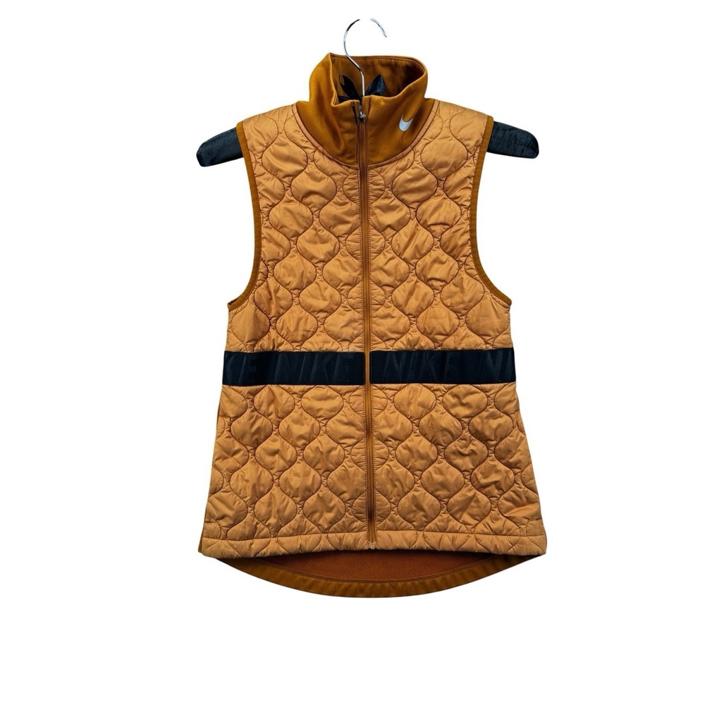 Nike Aerolayer Running Vest XS Quilted Full Zip Copper Brown Reflective